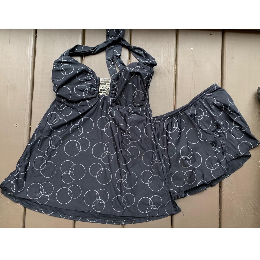 Tara Grinna Black and Silver Tank and Swim Skirt